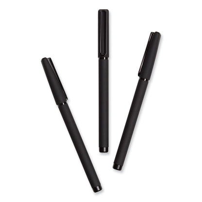 U Brands Catalina Porous Point Pen, Stick, Fine 0.7 mm, Black Ink, Black Barrel, 12/Pack