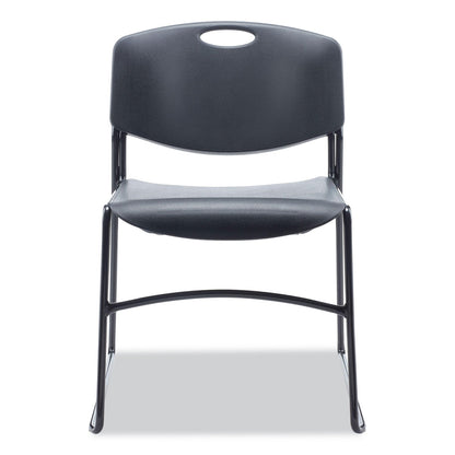 Alera Resin Stacking Chair, Supports Up to 275 lb, Black Seat/Back, Black Base, 4/Carton