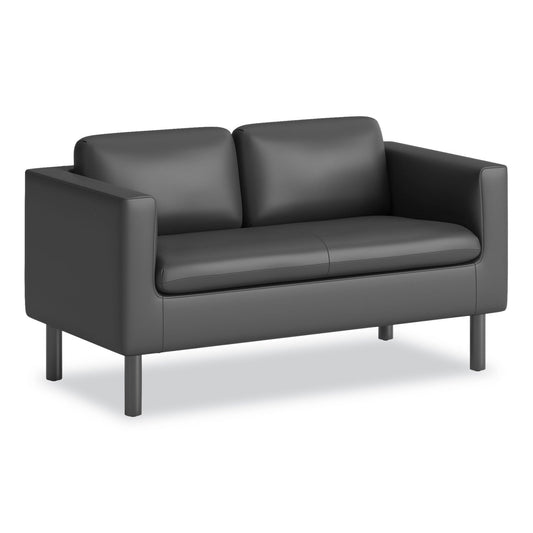 HON Parkwyn Series Loveseat, 53.5w x 26.75d x 29h, Black