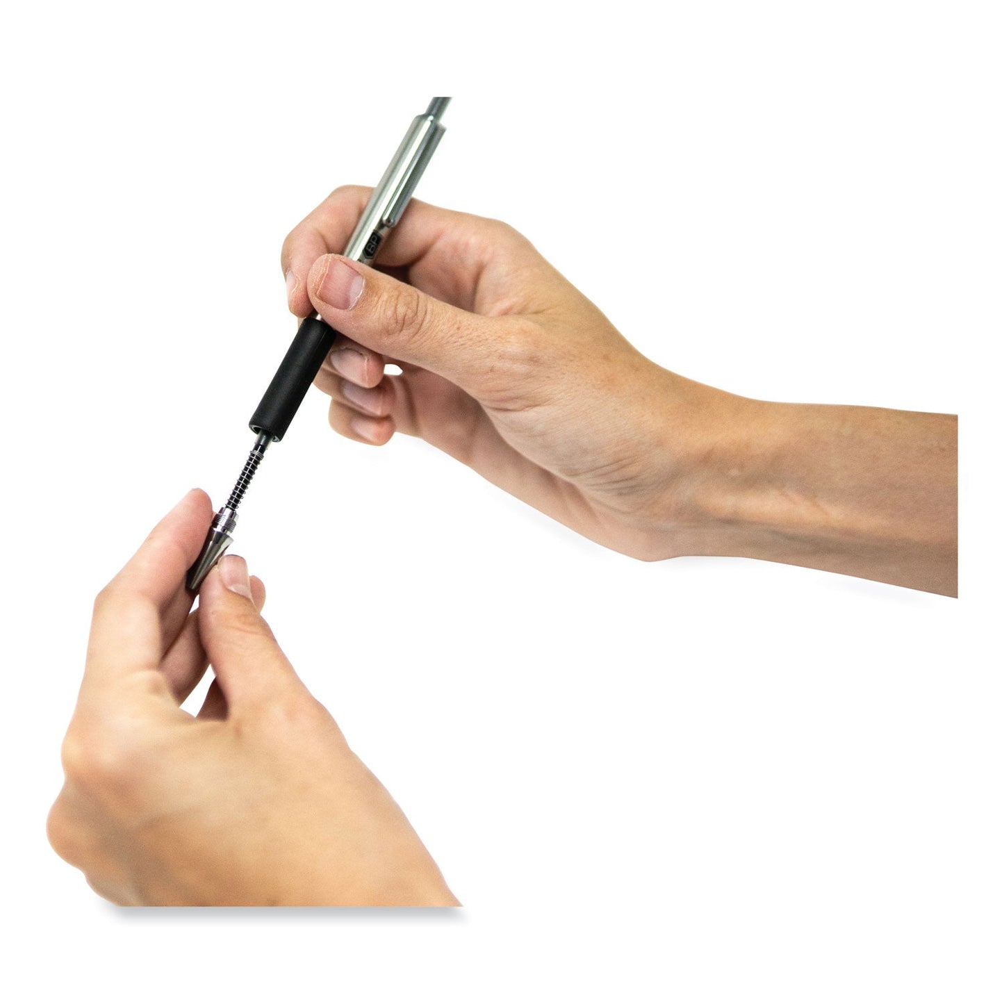 Zebra F-402 Ballpoint Pen, Retractable, Fine 0.7 mm, Black Ink, Stainless Steel/Black Barrel, 2/Pack