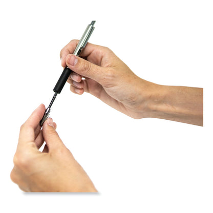 Zebra F-402 Ballpoint Pen, Retractable, Fine 0.7 mm, Blue Ink, Stainless Steel/Blue Barrel, 2/Pack