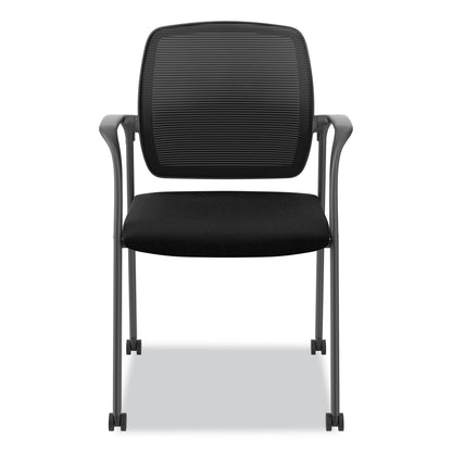 HON Nucleus Series Recharge Guest Chair, Supports Up to 300 lb, 17.62" Seat Height, Black Seat/Back, Black Base