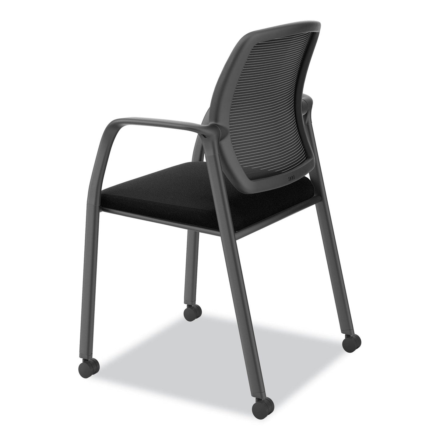 HON Nucleus Series Recharge Guest Chair, Supports Up to 300 lb, 17.62" Seat Height, Black Seat/Back, Black Base