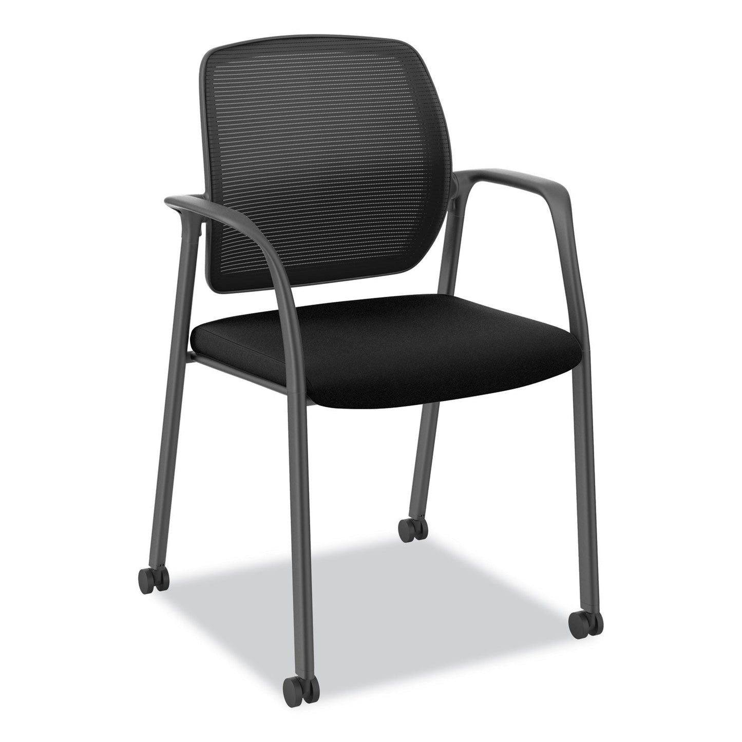 HON Nucleus Series Recharge Guest Chair, Supports Up to 300 lb, 17.62" Seat Height, Black Seat/Back, Black Base