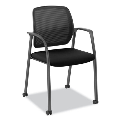 HON Nucleus Series Recharge Guest Chair, Supports Up to 300 lb, 17.62" Seat Height, Black Seat/Back, Black Base