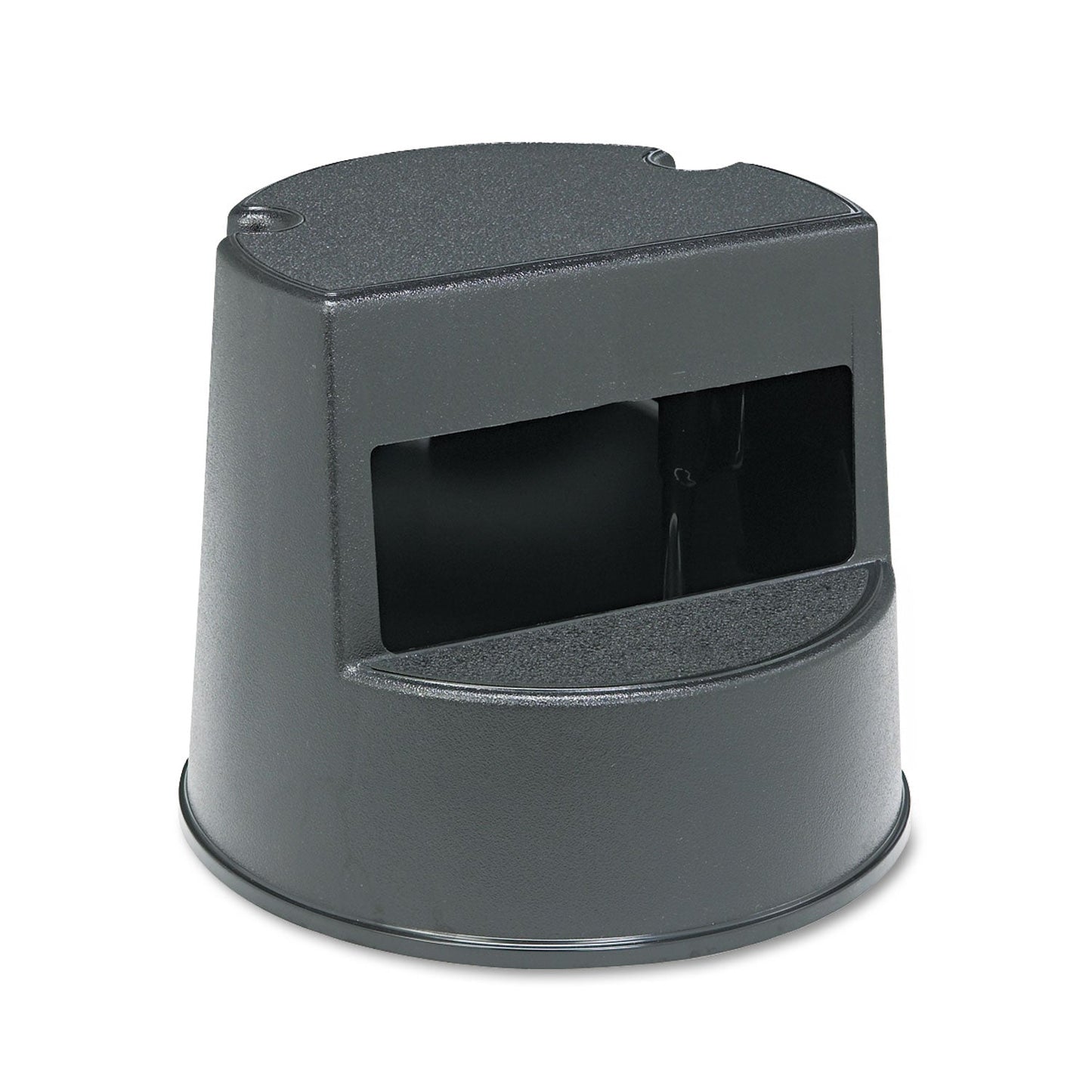 Rubbermaid Rolling Step Stool, Curved Design, 2-Step, Retracting Casters, 350 lb Capacity, 16" Diameter x 13.5"h, Black