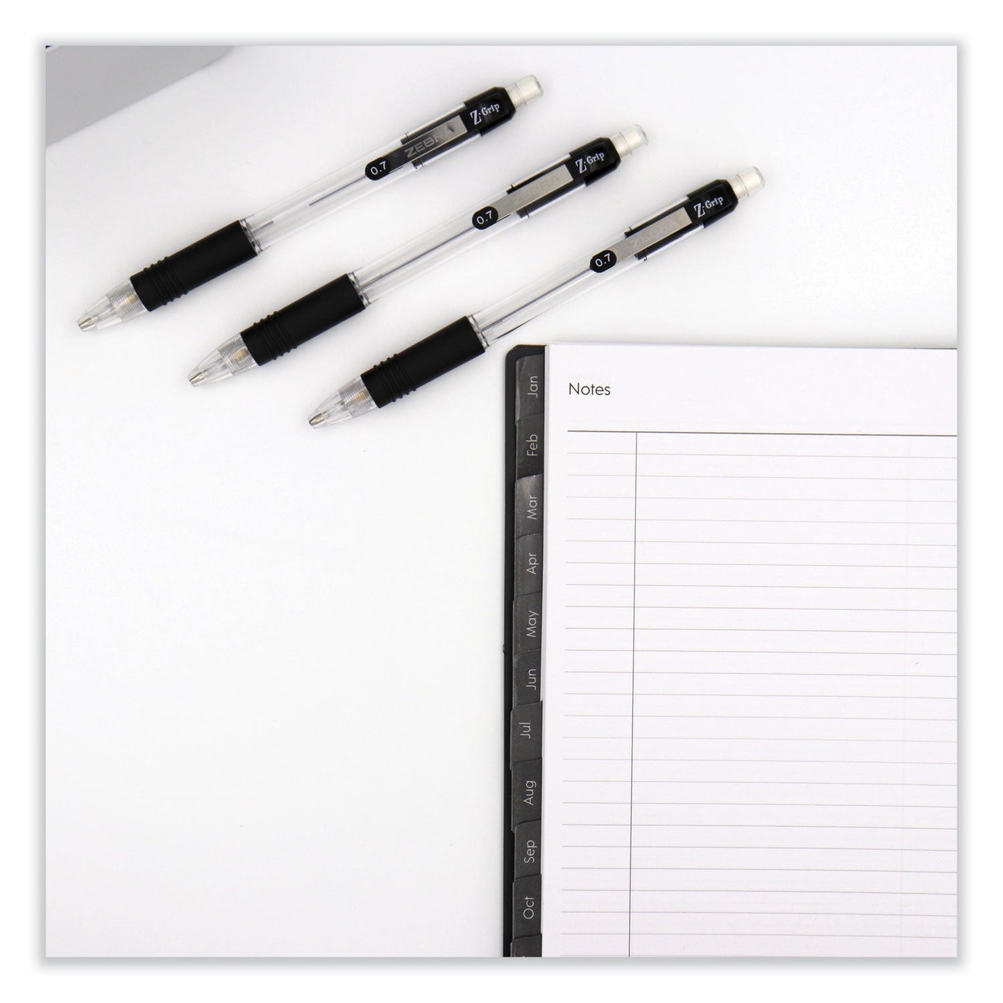 Zebra Z-Grip Mechanical Pencil, 0.7 mm, HB (#2.5), Black Lead, Clear/Black Grip Barrel, Dozen