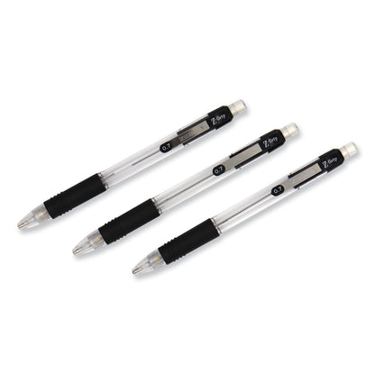 Zebra Z-Grip Mechanical Pencil, 0.7 mm, HB (#2.5), Black Lead, Clear/Black Grip Barrel, 24/Pack