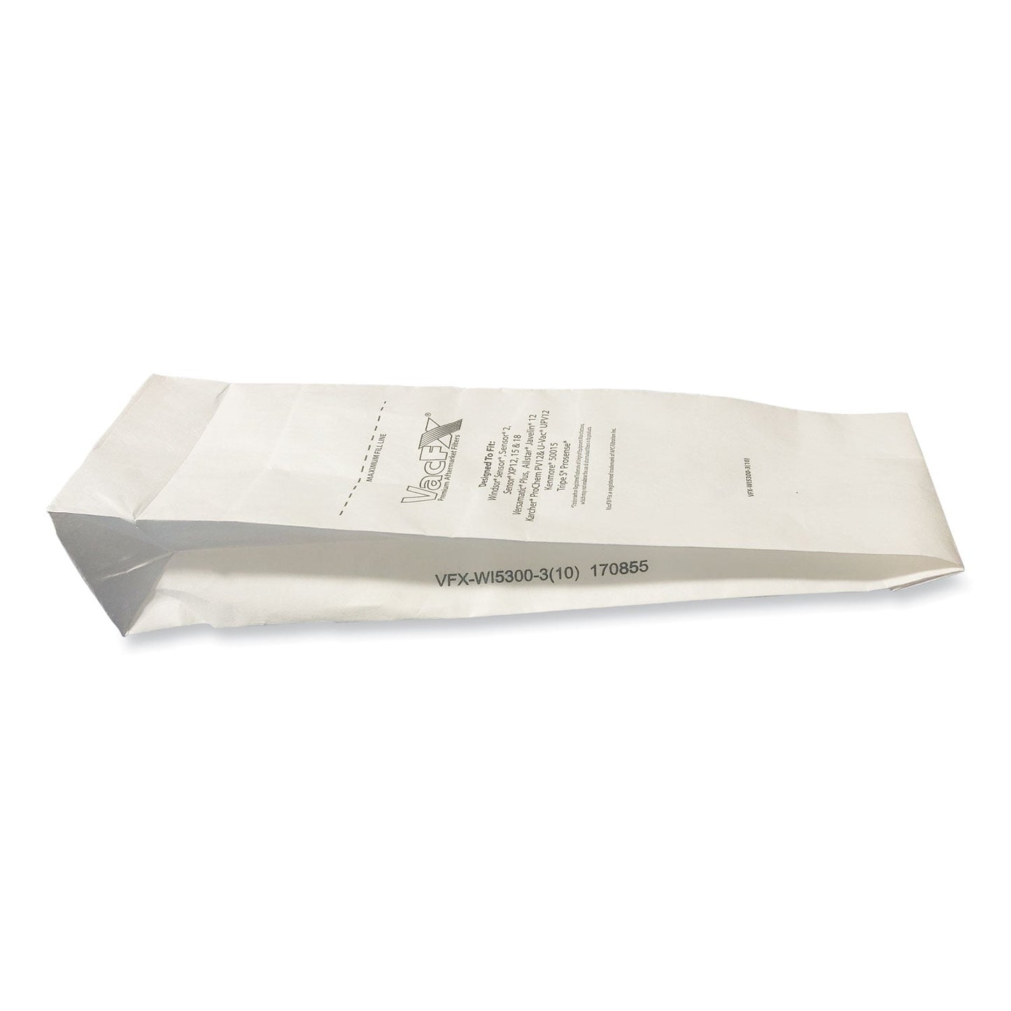 VacFX Vacuum Filter Bags Designed to Fit Allstar Javelin 12'' Series/Windsor Sensor S/S2/XP/Veramatic Plus, 100/CT