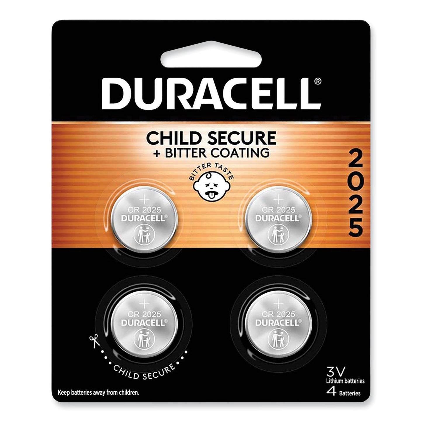 Duracell Lithium Coin Batteries With Bitterant, 2025, 4/Pack
