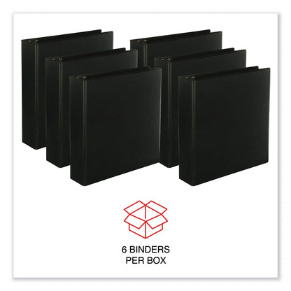 Universal Slant D-Ring View Binder, 3 Rings, 2" Capacity, 11 x 8.5, Black, 6/Carton