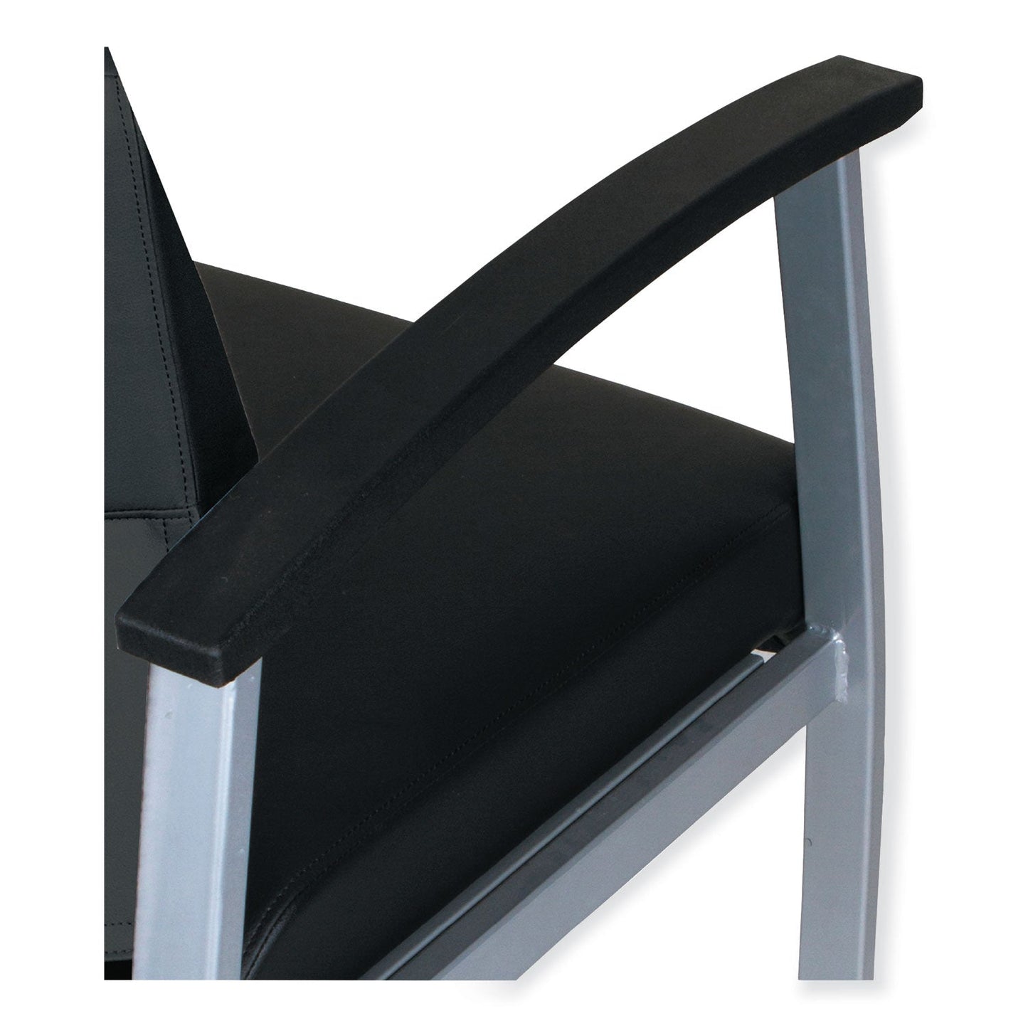 Alera metaLounge Series Mid-Back Guest Chair, 24.6" x 26.96" x 33.46", Black Seat/Back, Silver Base
