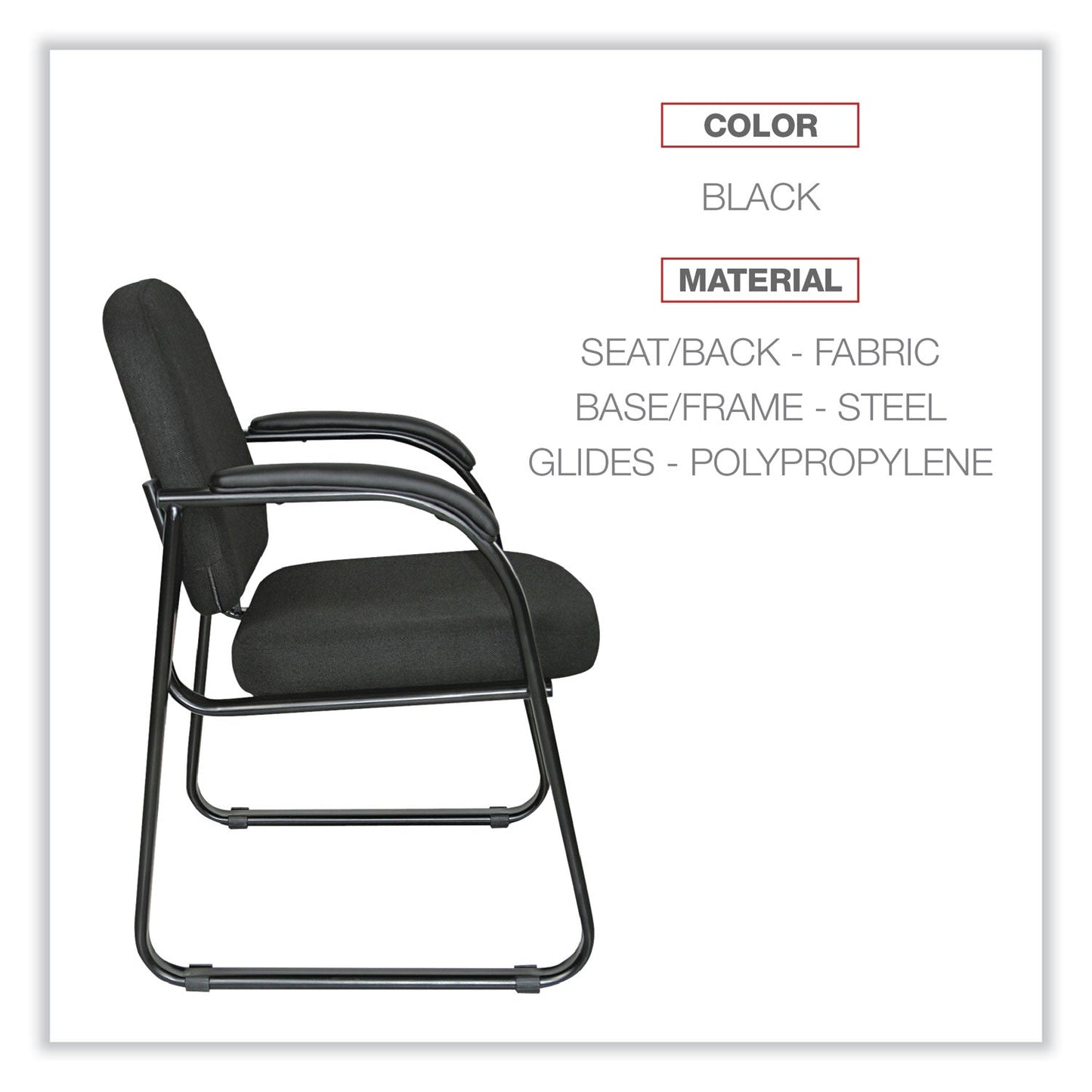 Alera Genaro Series Half-Back Sled Base Guest Chair, 25" x 24.80" x 33.66", Black