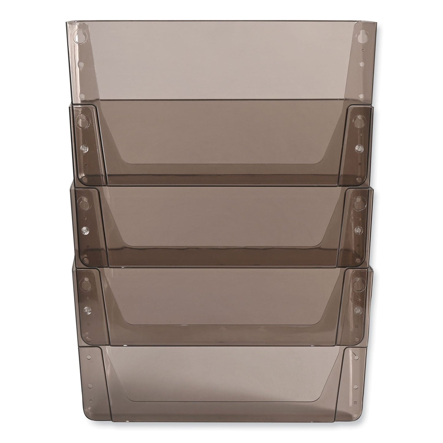 deflecto DocuPocket Stackable Four-Pocket Wall File, 4 Sections, Letter Size, 13" x 4", Smoke