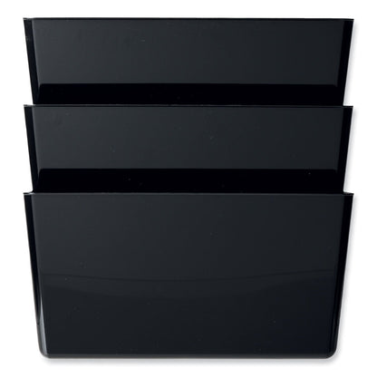 deflecto DocuPocket Stackable Three-Pocket Partition Wall File, 3 Sections, Letter Size, 13" x 4", Black