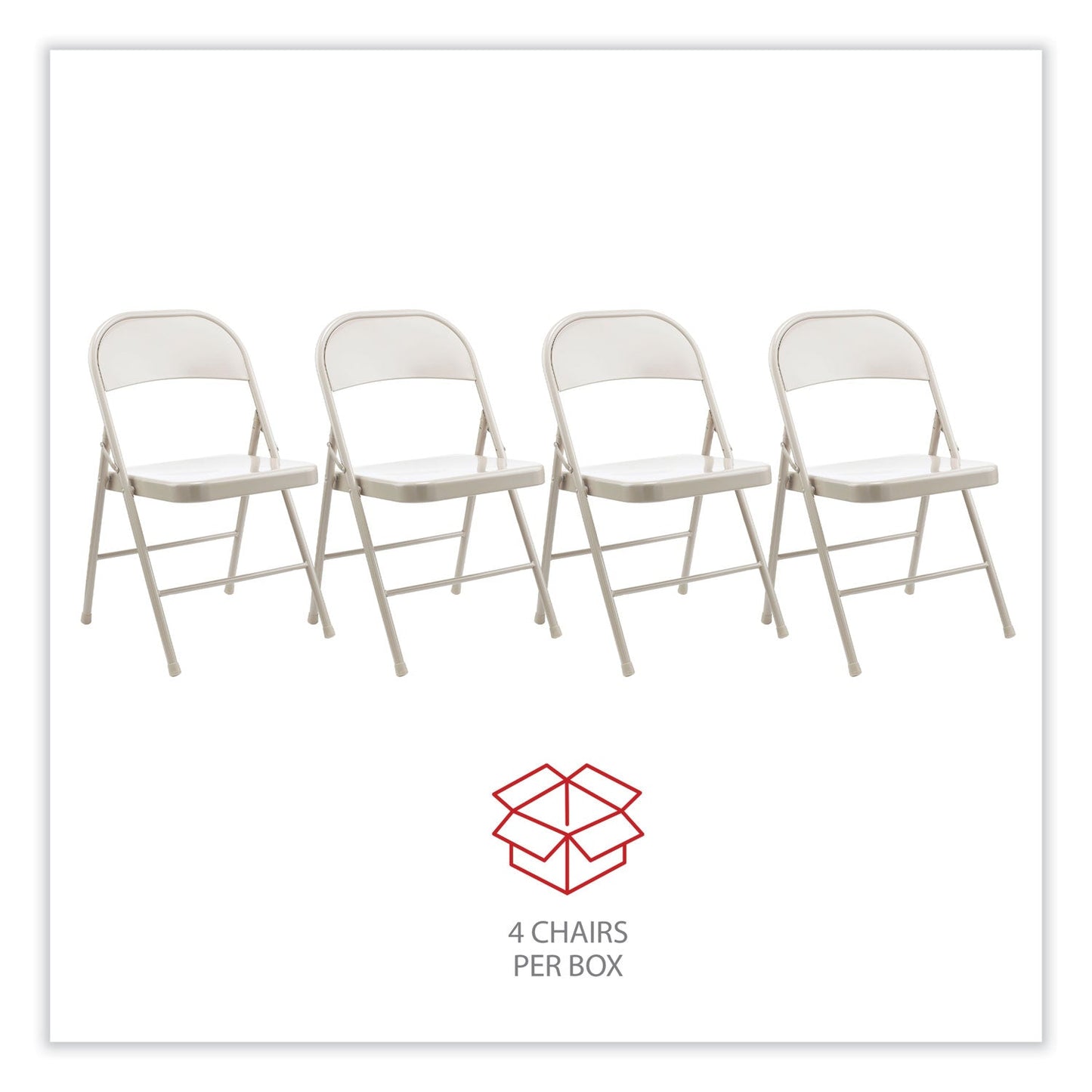 Alera Armless Steel Folding Chair, Supports Up to 275 lb, Taupe, 4/Carton