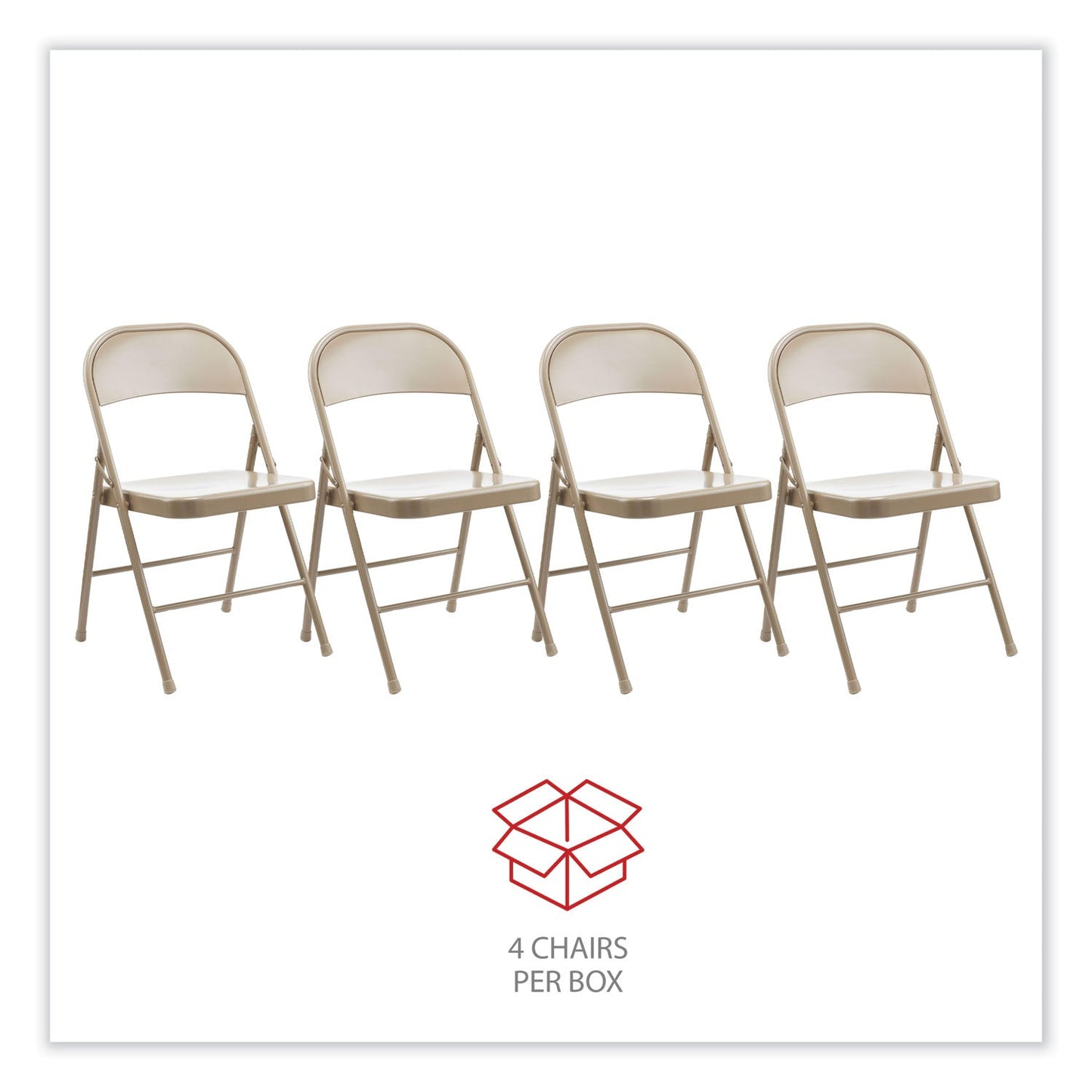 Alera Armless Steel Folding Chair, Supports Up to 275 lb, Tan, 4/Carton