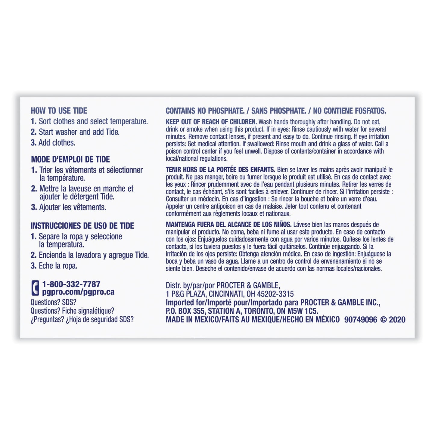 Tide Powder Laundry Detergent Plus Bleach, Original Scent, 1.4 oz Vending Box, 156/Carton