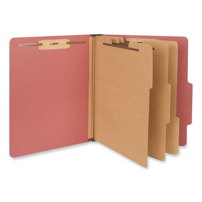 Universal Eight-Section Pressboard Classification Folders, 3 Dividers, Letter Size, Red, 10/Box