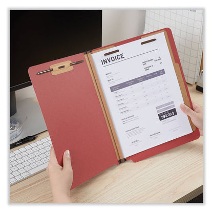 Universal Red Pressboard End Tab Classification Folders, 2 Dividers, Letter Size, Red, 10/Box