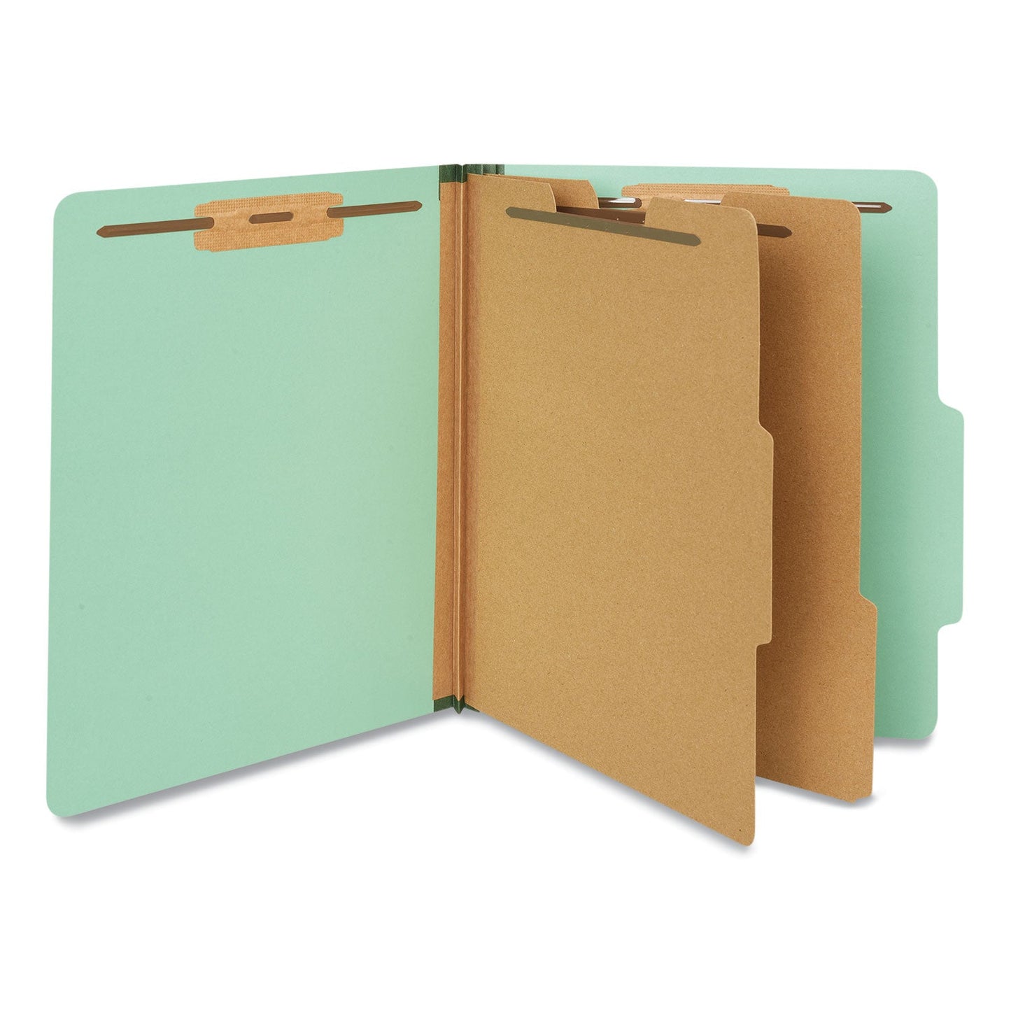 Universal Six-Section Classification Folders, Heavy-Duty Pressboard Cover, 2 Dividers, 2.5" Expansion, Letter Size, Light Green, 20/Bx