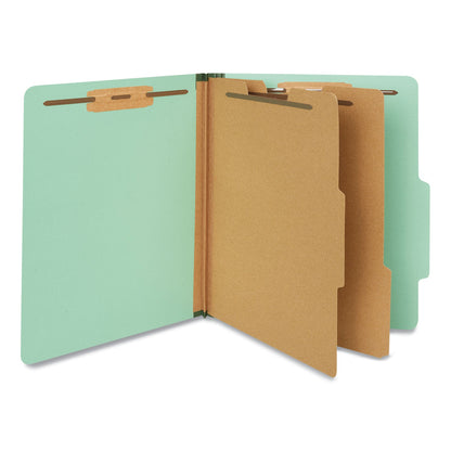Universal Six-Section Classification Folders, Heavy-Duty Pressboard Cover, 2 Dividers, 2.5" Expansion, Letter Size, Light Green, 20/Bx