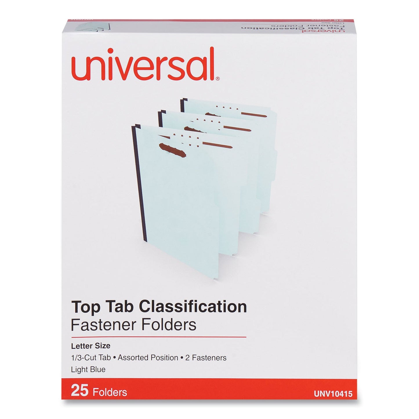 Universal Top Tab Classification Folders, 1" Expansion, Letter Size, Light Blue, 25/Box