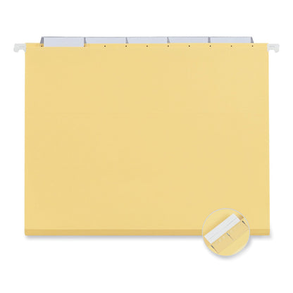 Universal Deluxe Bright Color Hanging File Folders, Letter Size, 1/5-Cut Tabs, Yellow, 25/Box
