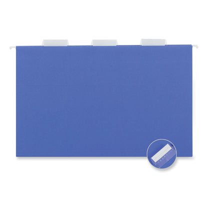 Universal Deluxe Bright Color Hanging File Folders, Legal Size, 1/5-Cut Tabs, Blue, 25/Box