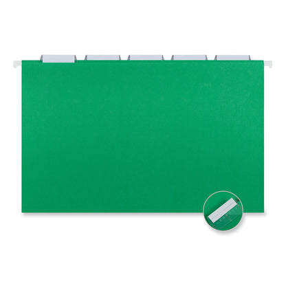 Universal Deluxe Bright Color Hanging File Folders, Legal Size, 1/5-Cut Tabs, Bright Green, 25/Box