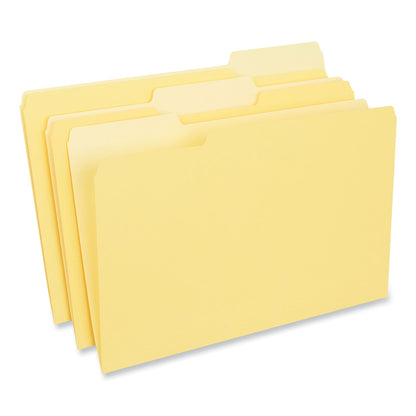 Universal Interior File Folders, 1/3-Cut Tabs: Assorted, Legal Size, 11-pt Stock, Yellow, 100/Box