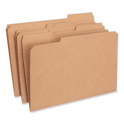 Universal Reinforced Kraft Top Tab File Folders, 1/3-Cut Tabs: Assorted, Legal Size, 0.75" Expansion, Brown, 100/Box