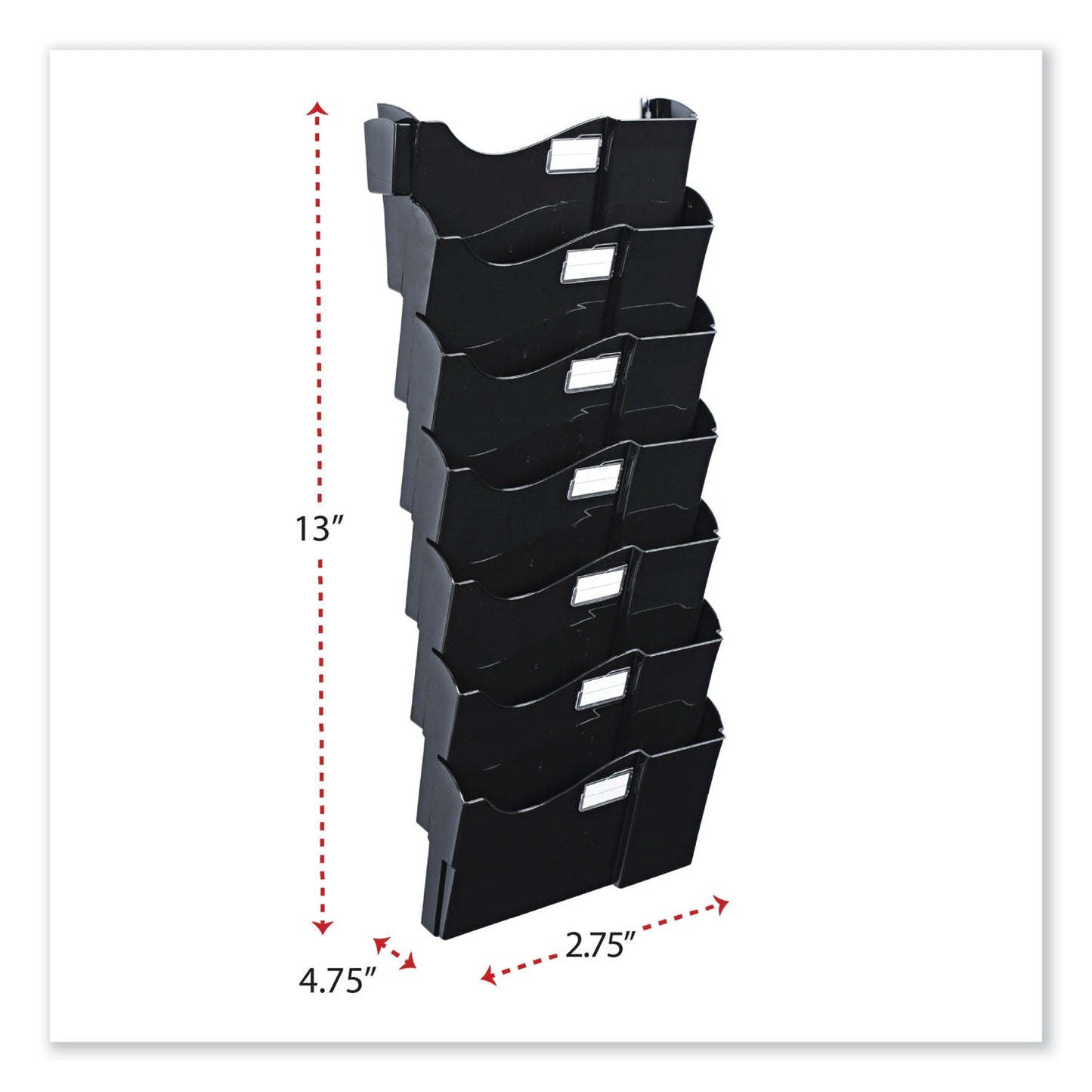 Universal Grande Central Filing System, 7 Sections, Legal/Letter Size, Wall Mount, 16" x 4.75" x 38.25", Black, 7/Pack
