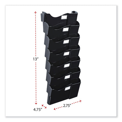 Universal Grande Central Filing System, 7 Sections, Legal/Letter Size, Wall Mount, 16" x 4.75" x 38.25", Black, 7/Pack