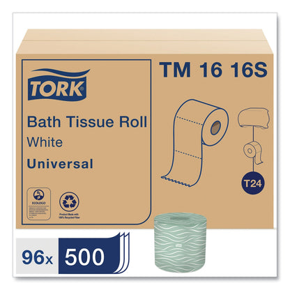 Tork Universal Bath Tissue, Septic Safe, 2-Ply, White, 500 Sheets/Roll, 96 Rolls/Carton