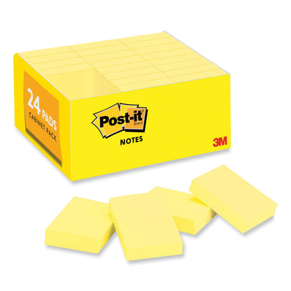 Post-it Original Pads in Canary Yellow, Value Pack, 1.38" x 1.88", 100 Sheets/Pad, 24 Pads/Pack