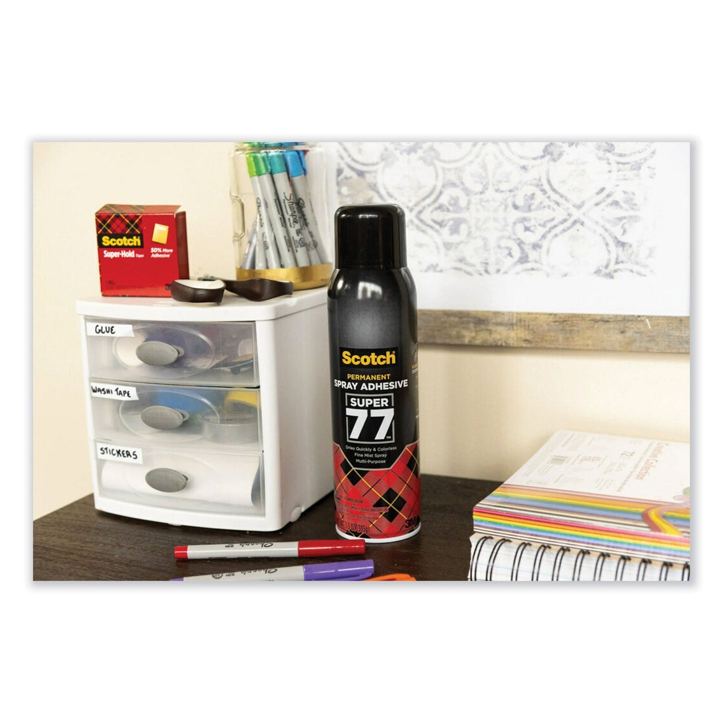 Scotch Super 77 Multipurpose Spray Adhesive, 13.57 oz, Dries Clear
