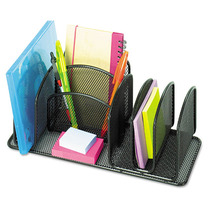 Safco Deluxe Organizer, 6 Compartments, Steel, 12.5 x 5.25 x 5.25, Black