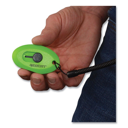 Westcott Compact Safety Ceramic Blade Box Cutter, Retractable Blade, 0.5" Blade, 2.5" Plastic Handle, Green