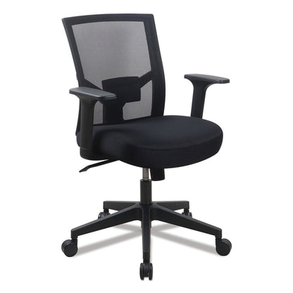 Workspace by Alera Mesh Back Fabric Task Chair, Supports Up to 275 lb, 17.32" to 21.1" Seat Height, Black Seat, Black Back