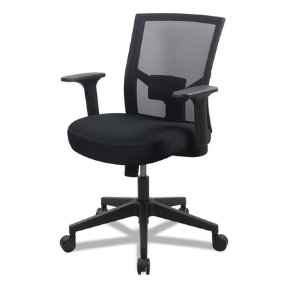 Workspace by Alera Mesh Back Fabric Task Chair, Supports Up to 275 lb, 17.32" to 21.1" Seat Height, Black Seat, Black Back