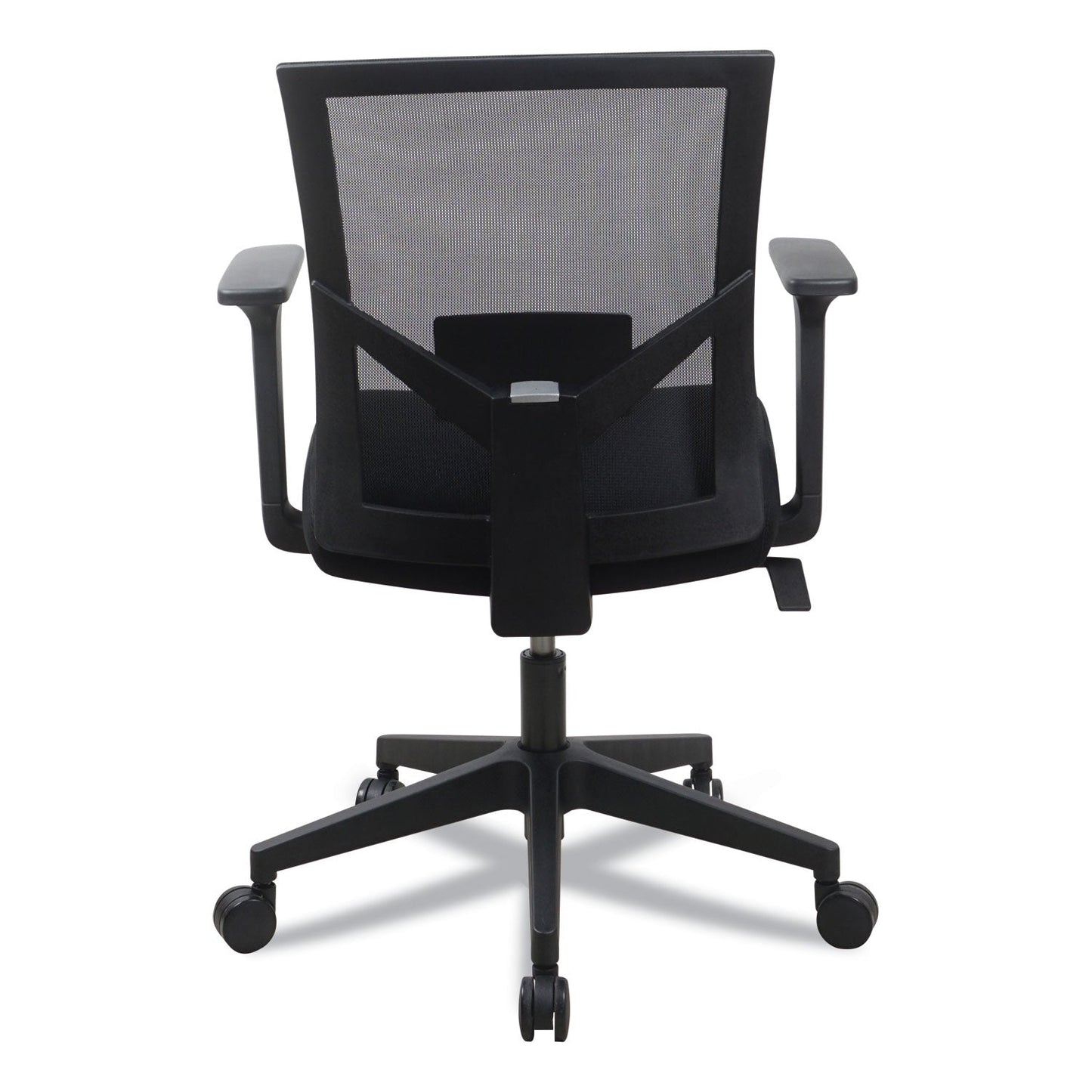 Workspace by Alera Mesh Back Fabric Task Chair, Supports Up to 275 lb, 17.32" to 21.1" Seat Height, Black Seat, Black Back