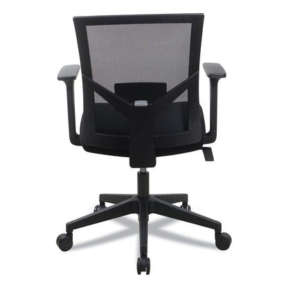 Workspace by Alera Mesh Back Fabric Task Chair, Supports Up to 275 lb, 17.32" to 21.1" Seat Height, Black Seat, Black Back