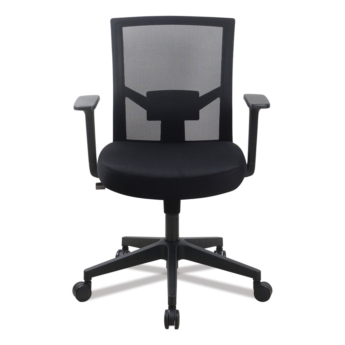 Workspace by Alera Mesh Back Fabric Task Chair, Supports Up to 275 lb, 17.32" to 21.1" Seat Height, Black Seat, Black Back