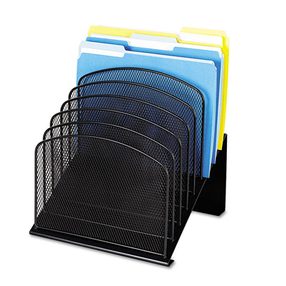 Safco Onyx Mesh Desk Organizer with Tiered Sections, 8 Sections, Letter to Legal Size Files, 11.75" x 10.75" x 14", Black