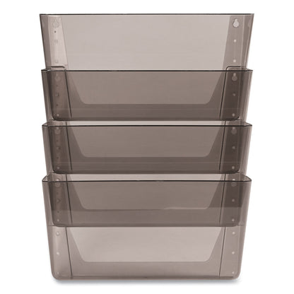 deflecto DocuPocket Stackable Four-Pocket Wall File, 4 Sections, Letter Size, 13" x 4", Smoke