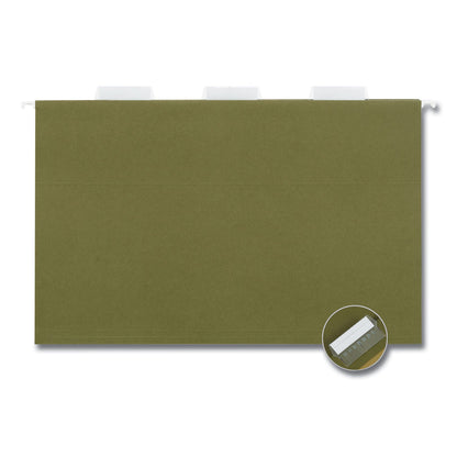 Universal Hanging File Folders, Legal Size, 1/5-Cut Tabs, Standard Green, 50/Carton