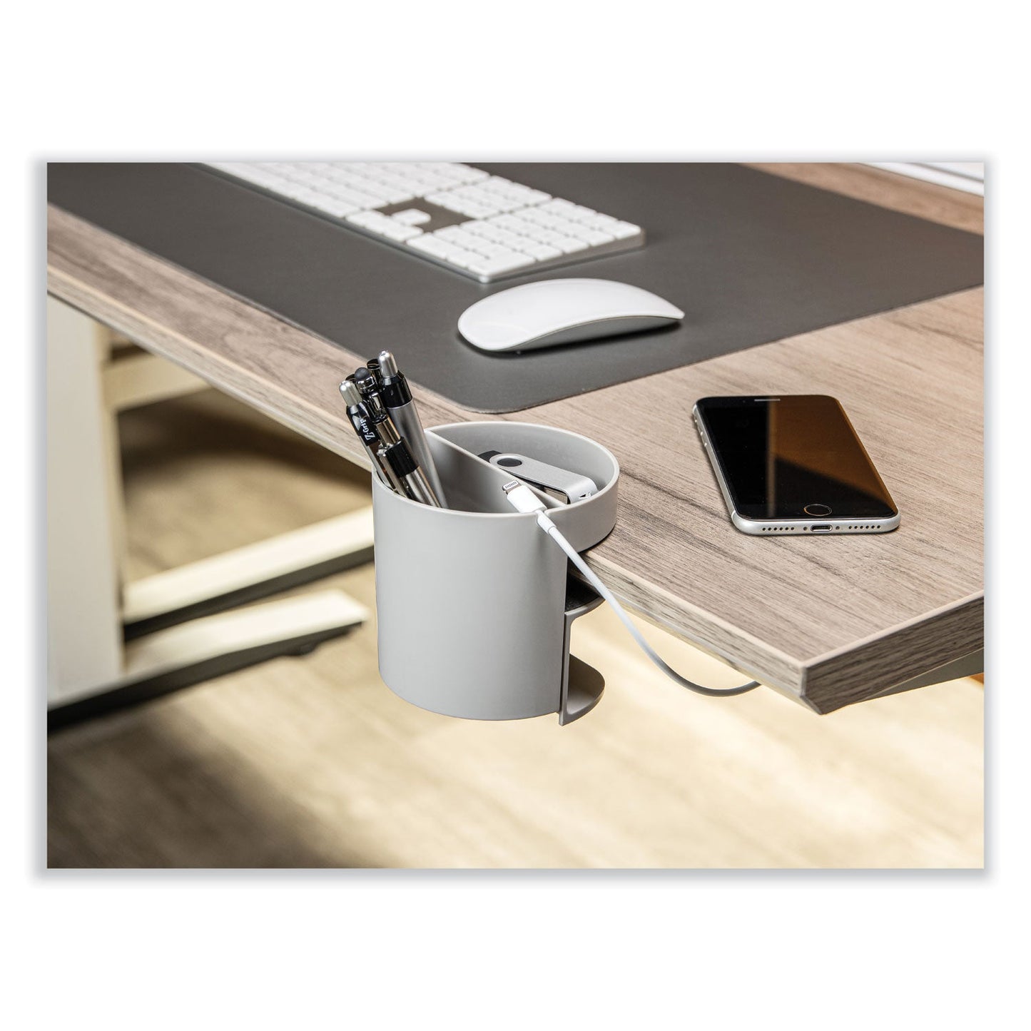 deflecto Standing Desk Small Desk Organizer, Two Sections, 3.85 x 3.85 x 3.54, Gray