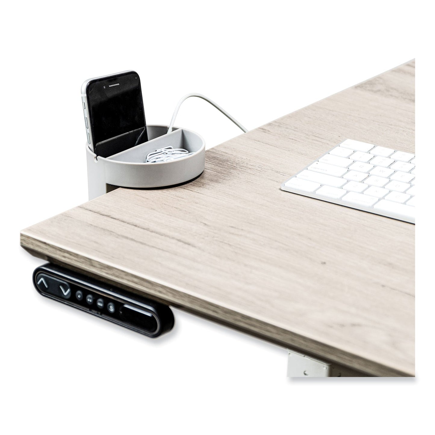 deflecto Standing Desk Small Desk Organizer, Two Sections, 3.85 x 3.85 x 3.54, Gray