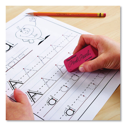 Paper Mate Pink Pearl Eraser, For Pencil Marks, Rectangular Block, Large, Pink, 3/Pack